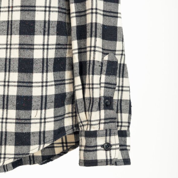 A.P.C. Navy & White Plaid-Flannel Buttoned Shirt - Picture 5 of 10